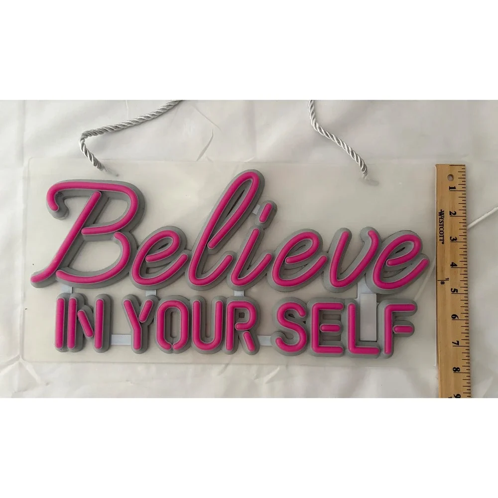 Believe In Yourself LED Neon Sign Pink Inspirational Wall Decor Light Up Art